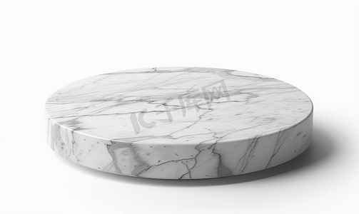 白色背景下孤立的白色大理石石桌面