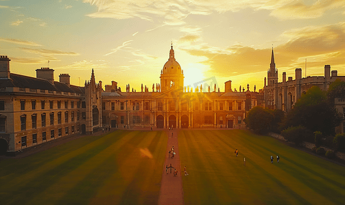 英国剑桥国王学院日落