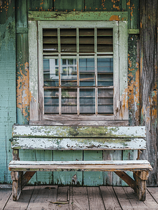 木制老房子背景上的孤立长凳
