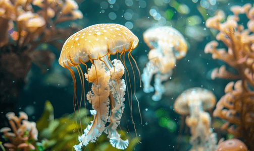 龙年模板摄影照片_水族馆里的水母