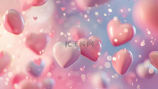 粉色爱心气球合成创意素材背景