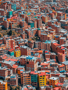 玻利维亚埃尔阿尔托和拉巴斯的红色建筑鸟瞰图