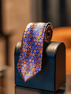 正式摄影照片_展示架上的意大利制造丝绸领带