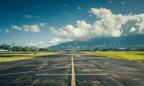 航空飞行摄影照片_热带岛屿夏威夷小型机场