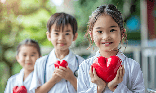 世界健康日 儿童手中握着红心 保健