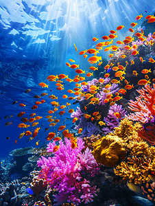海的海洋摄影照片_在墨西哥科尔特斯海的水下五彩缤纷的珊瑚礁中潜水