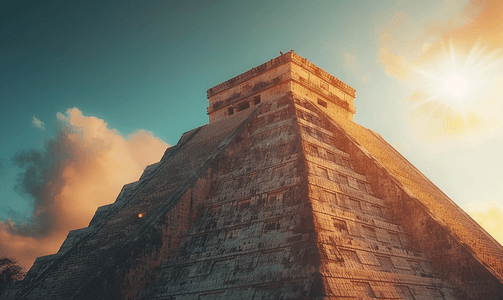 文明使者摄影照片_奇琴伊察的库库尔坎神庙又名墨西哥尤卡坦半岛的库库尔坎金字塔