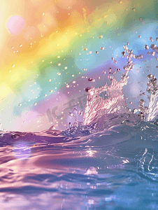 溅海背景抽象与彩虹