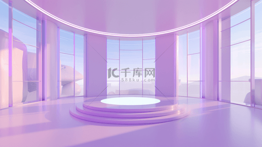 618粉紫色3D直播间室内大窗空间素材