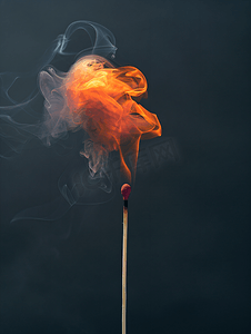 项目；摄影照片_燃烧的火柴和烟雾