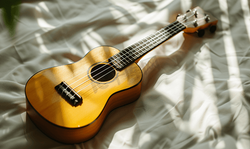 民间音乐摄影照片_小型夏威夷四弦尤克里里吉他