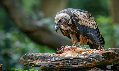 秃鹰在吃死去的动物时