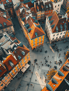华沙老城的俯视图