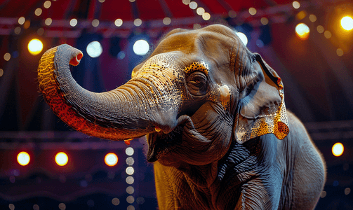 行动摄影照片_马戏团的大象展览