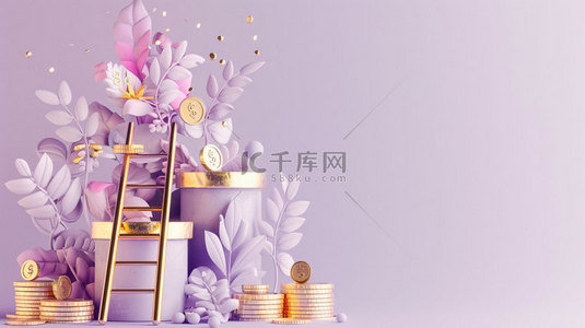 创意梯子背景图片_紫色梯子树木合成创意素材背景