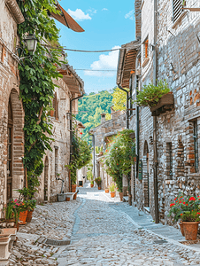 中世纪意大利村庄的道路