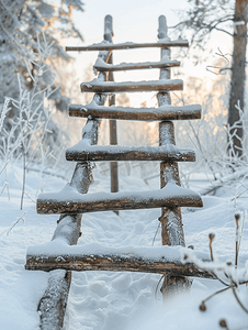 冬天的拉普兰木梯
