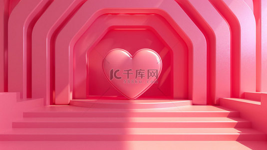 爱心展台粉色合成创意素材背景