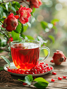 干石榴花茶背景增强免疫力健康食品概念