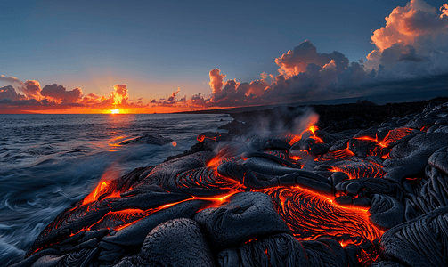 夏威夷黑色熔岩海岸