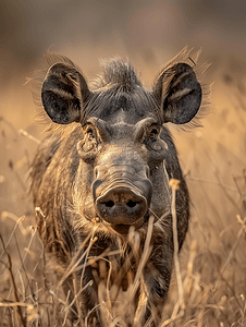 马赛克格字摄影照片_疣猪在南非克鲁格公园