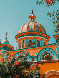 墨西哥克雷塔罗格雷罗花园的教堂圆顶