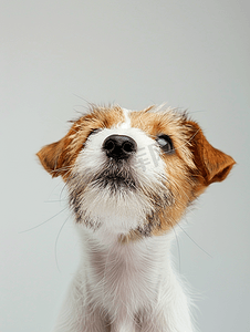 被遗弃的梗犬小狗抬头