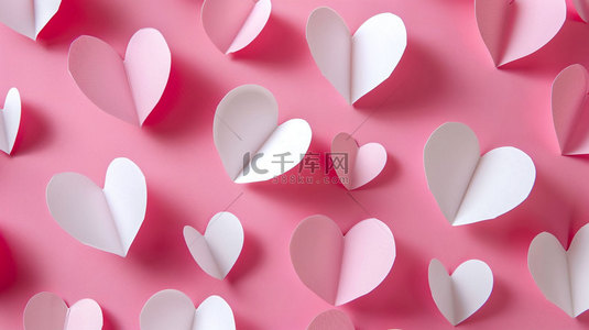 粉色折纸爱心合成创意素材背景