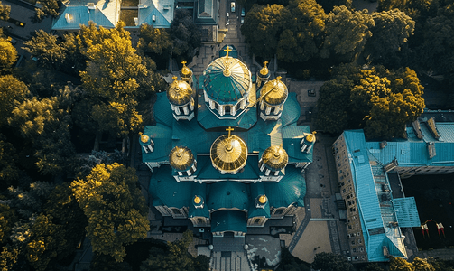 圣索菲亚大教堂大厦的俯视图