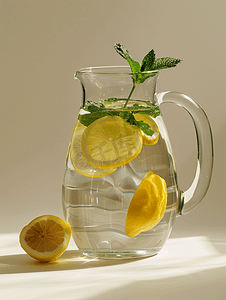 天然柠檬水玻璃罐的侧视图