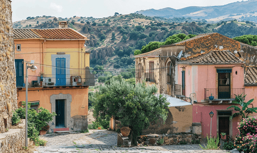 堵嘴摄影照片_意大利西西里岛加吉市的城市住宅
