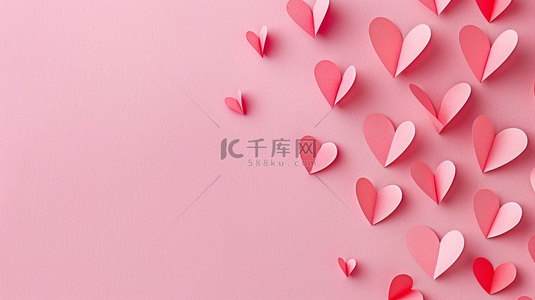 三折页粉色背景图片_粉色折纸爱心合成创意素材背景