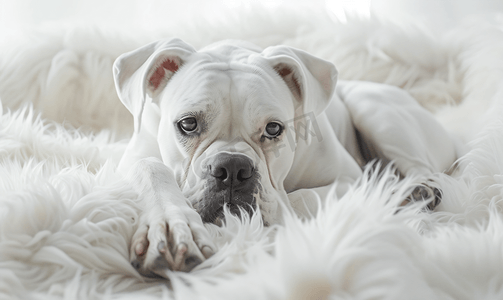 白色毛皮拳师犬肖像