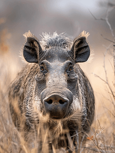 克鲁格摄影照片_疣猪在南非克鲁格公园