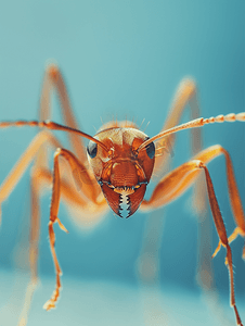 中性背景上的宏观红蚂蚁