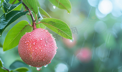 爱情甜点摄影照片_水番石榴或玫瑰苹果或水苹果植物都在番石榴中