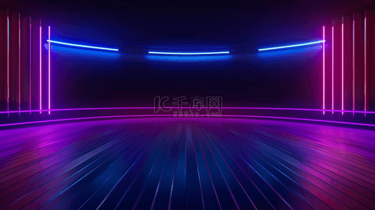 618电商科技背景图片_618紫色霓虹灯数码直播间大空间背景素材