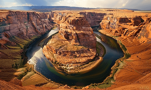 绿色河流风景摄影照片_马蹄湾页面亚利桑那州视图
