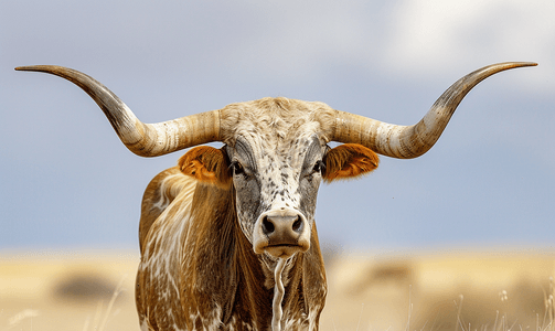 动物的角摄影照片_长角公牛的角很长