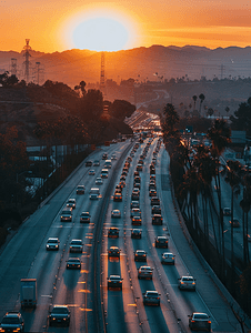 拼车摄影照片_洛杉矶拥堵的高速公路