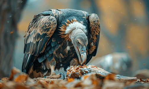 秃鹰在吃死去的动物时