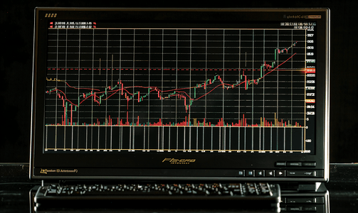 显示器黑色背景上的图表股票交易