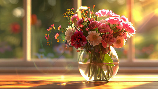 花瓶花束阳光合成创意素材背景