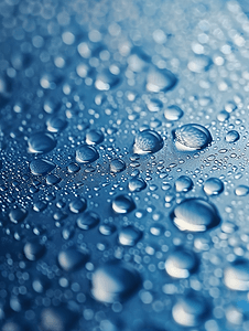 雨水滴摄影照片_宏观蓝色水滴