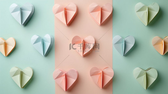 爱心折纸简约合成创意素材背景