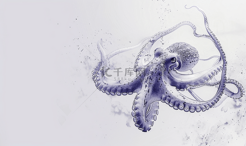 拟态章鱼背景图片_章鱼在水下涂墨