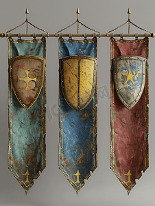 徽章框架摄影照片_带盾牌的中世纪横幅