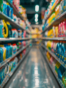 抽象超市洗涤剂货架离焦模糊背景
