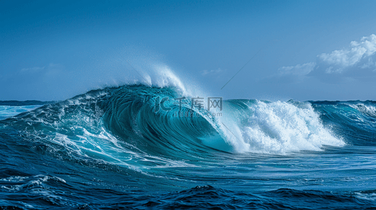 蓝色自然海面海浪翻滚的背景