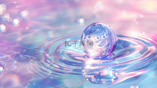 水滴和浅色粉彩玻璃球素材